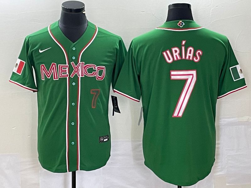 Men 2023 World Cub Mexico 7 Urias Green Nike MLB Jersey25